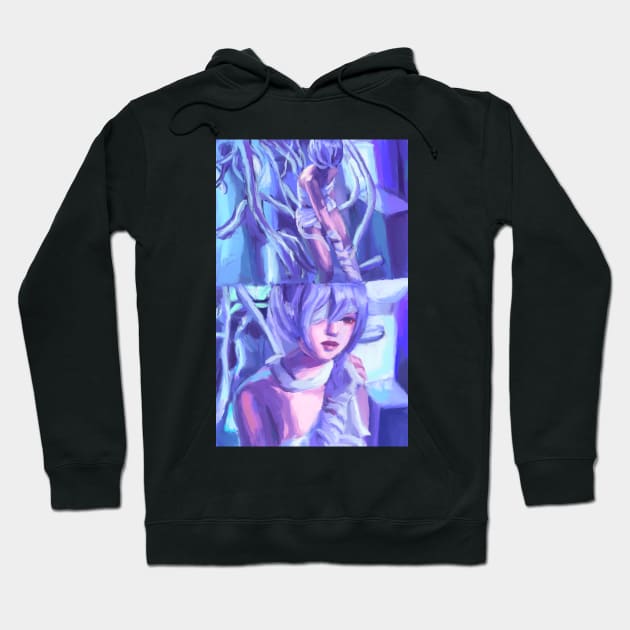 Rei Ayanami Evangelion Cybercore Blue Y2k Anime Hoodie by craftsanime